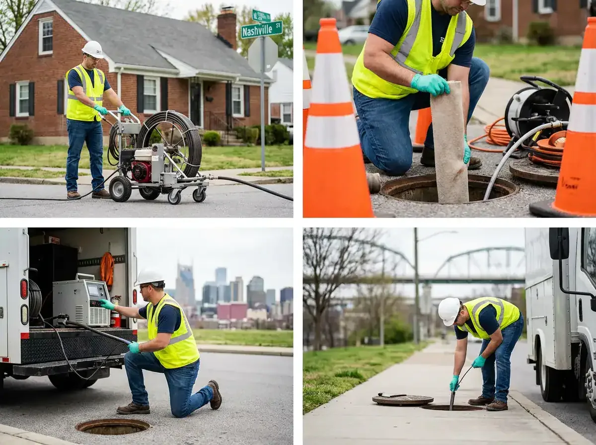 Prodigy Sewer and Drain team checks and cleans sewer manholes to keep neighborhood streets safe and working properly.
