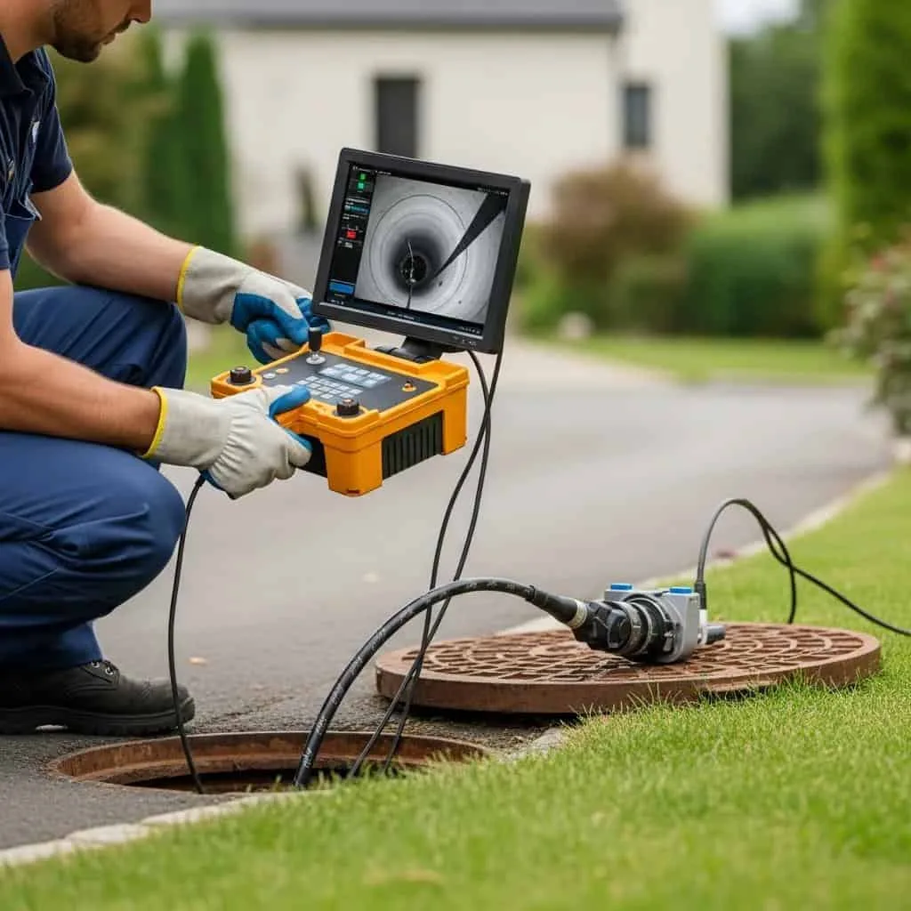 Prodigy Sewer and Drain checks a sewer pipe using a video device, making sure it's clear and working properly.