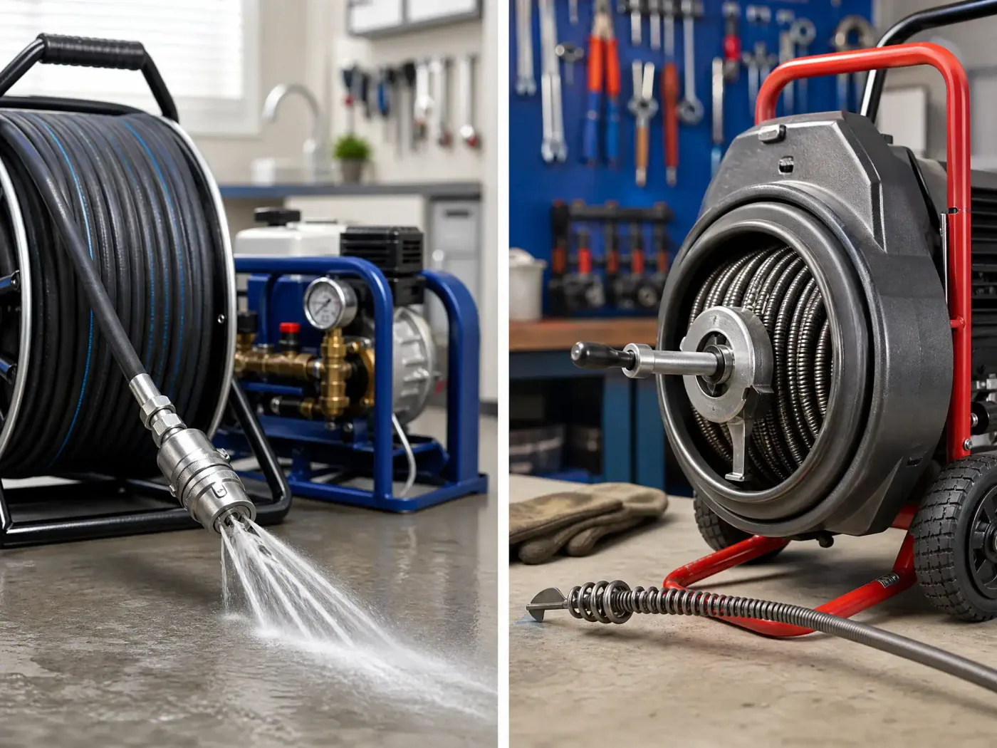 Prodigy Sewer and Drain offers both water jetting and mechanical tools for clearing tough drain clogs in homes.