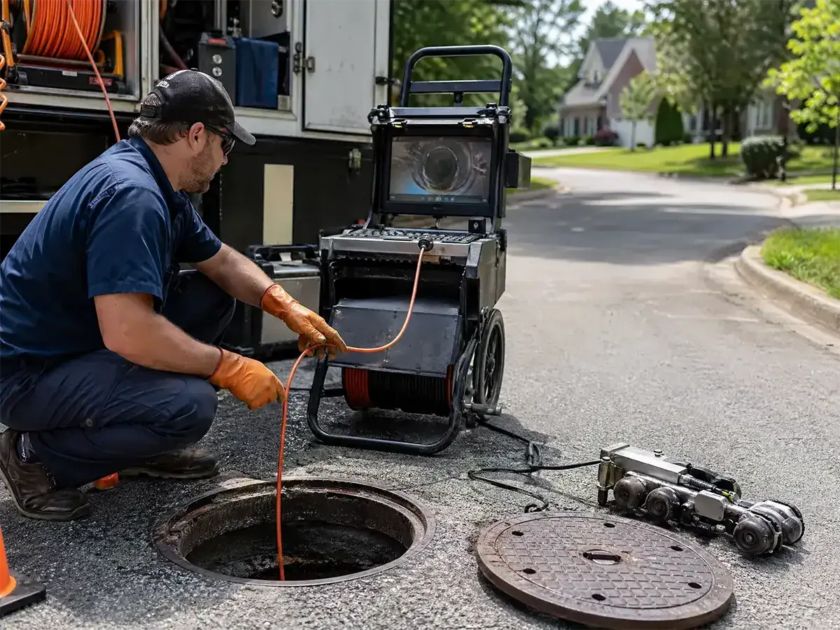 Prodigy Sewer and Drain inspects a sewer with special tools to keep neighborhood pipes clear and working well.